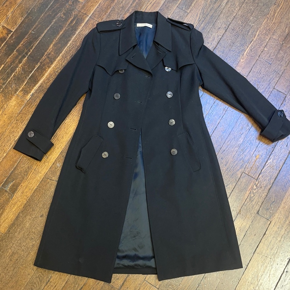 Black Balenciaga wool trench coat